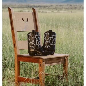 Chic Black and White Love Pattern Boots